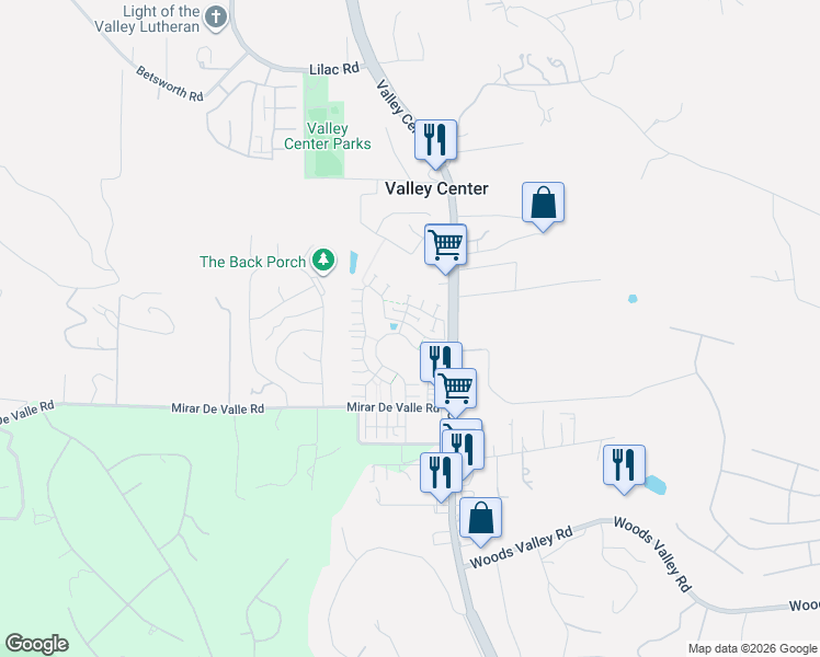 map of restaurants, bars, coffee shops, grocery stores, and more near 27909 Silo Lane in Valley Center