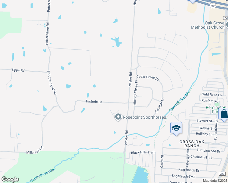 map of restaurants, bars, coffee shops, grocery stores, and more near 4000 Historic Lane in Cross Roads