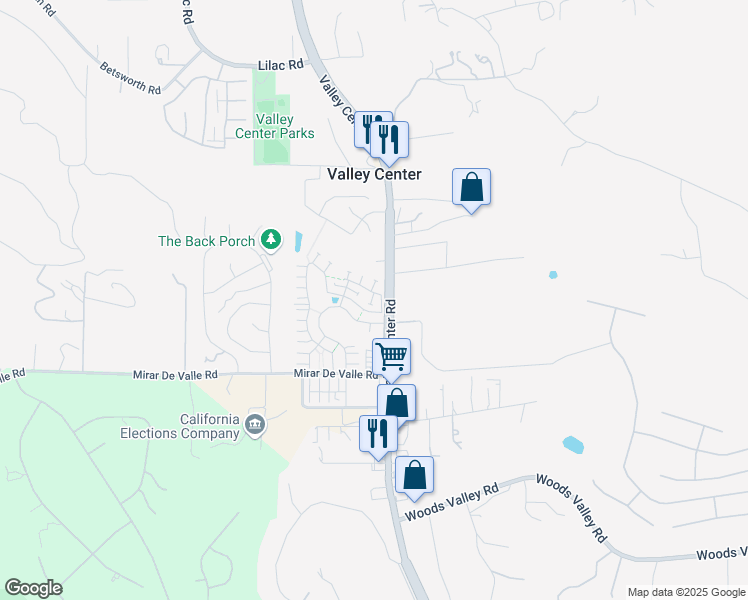 map of restaurants, bars, coffee shops, grocery stores, and more near 28012 Harvest Court in Valley Center