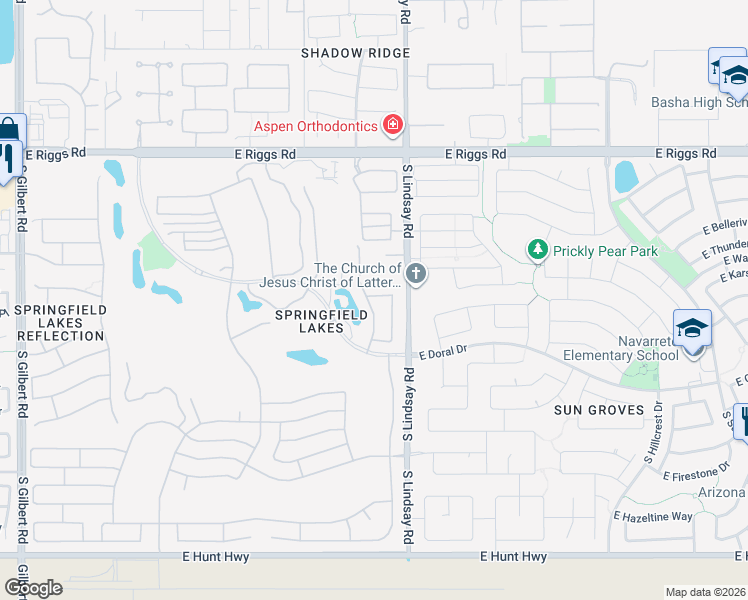 map of restaurants, bars, coffee shops, grocery stores, and more near 3930 East Runaway Bay Place in Chandler