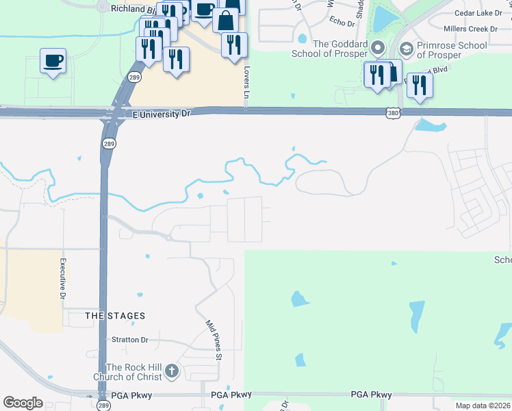 map of restaurants, bars, coffee shops, grocery stores, and more near 924 U.S. 380 in Frisco
