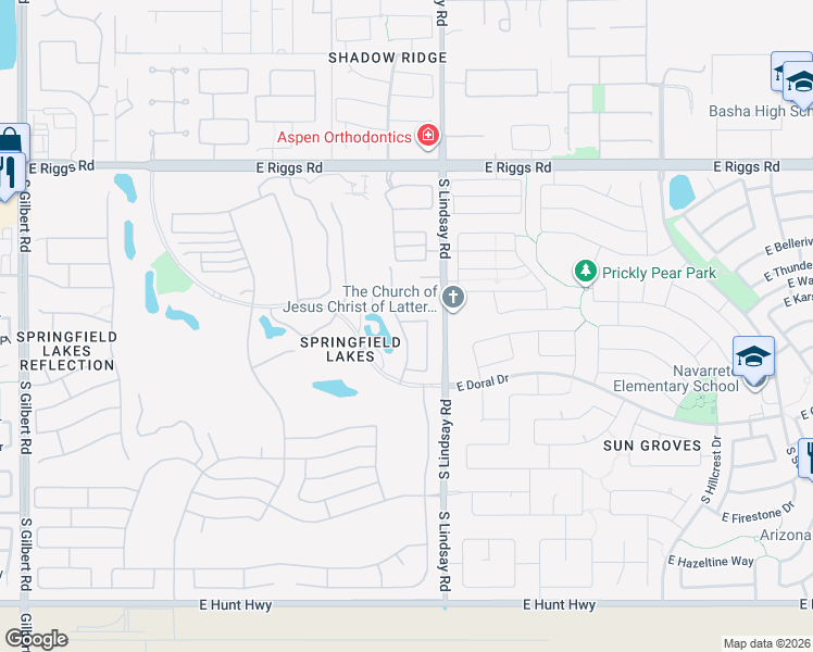 map of restaurants, bars, coffee shops, grocery stores, and more near 3930 East Runaway Bay Place in Chandler