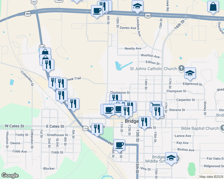 map of restaurants, bars, coffee shops, grocery stores, and more near 908 Turkey Creek Court in Bridgeport