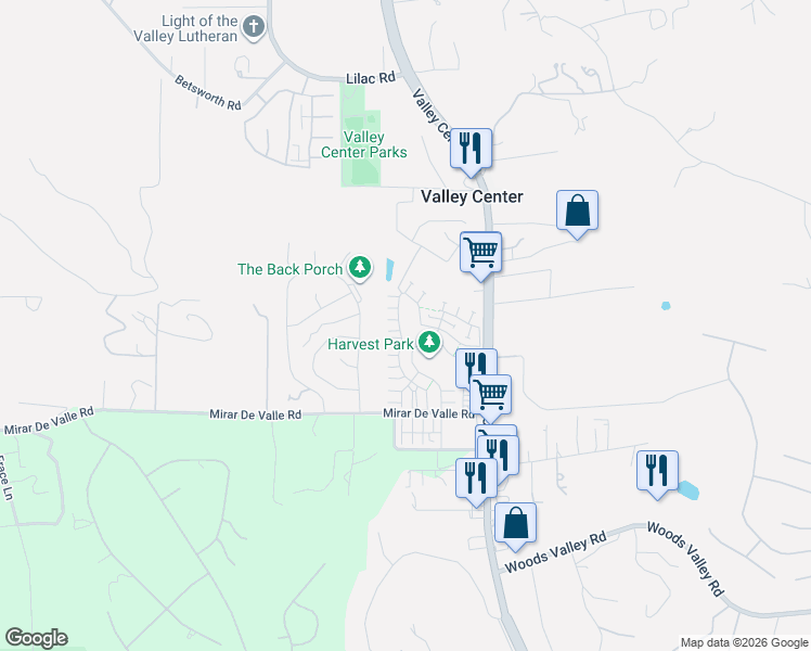map of restaurants, bars, coffee shops, grocery stores, and more near 27634 Valley Center Road in Valley Center