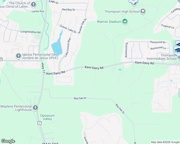 map of restaurants, bars, coffee shops, grocery stores, and more near 450 Kent Dairy Road in Shelby County