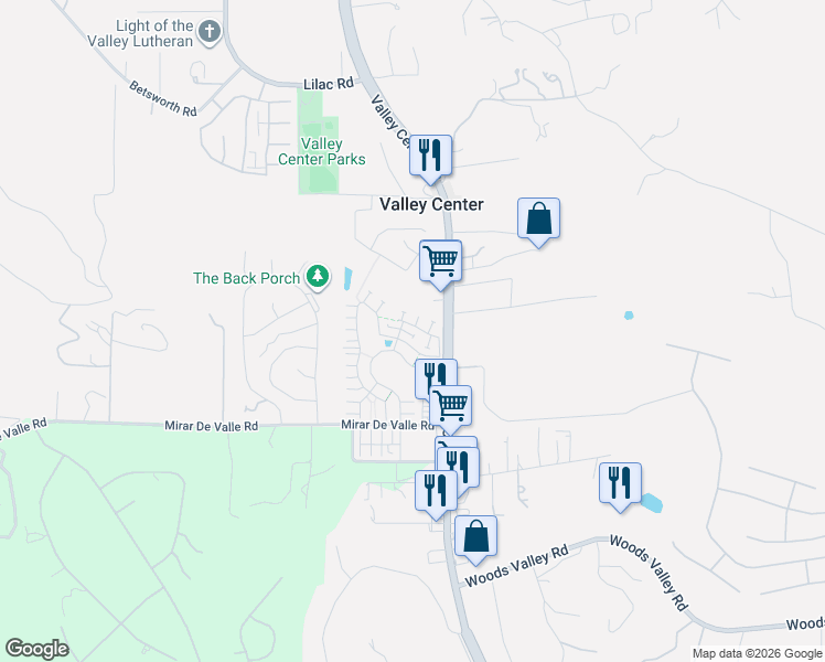 map of restaurants, bars, coffee shops, grocery stores, and more near 27759 Old Dairy Way in Valley Center