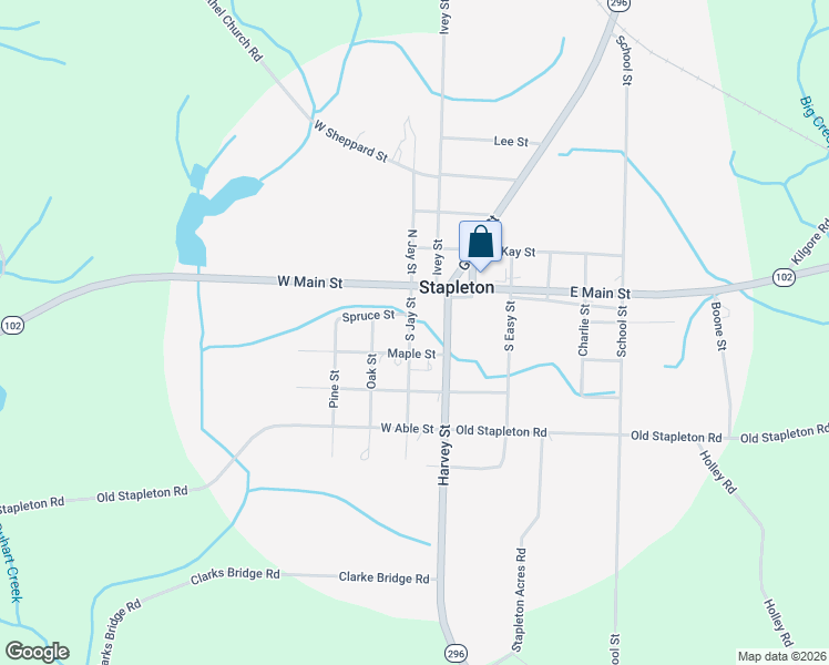 map of restaurants, bars, coffee shops, grocery stores, and more near 208 South Jay Street in Stapleton