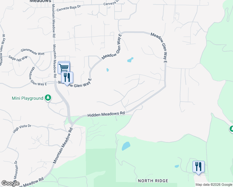 map of restaurants, bars, coffee shops, grocery stores, and more near 27844 Sugar Pine Way in Escondido
