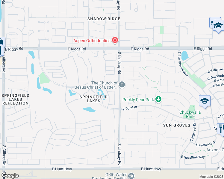 map of restaurants, bars, coffee shops, grocery stores, and more near 3930 East Runaway Bay Place in Chandler