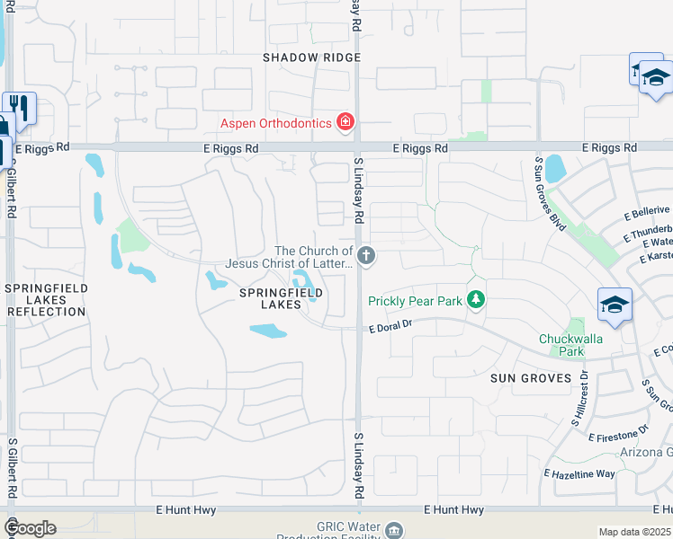 map of restaurants, bars, coffee shops, grocery stores, and more near 3930 East Runaway Bay Place in Chandler
