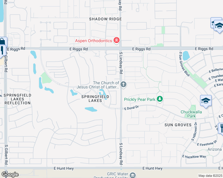 map of restaurants, bars, coffee shops, grocery stores, and more near 3930 East Runaway Bay Place in Chandler