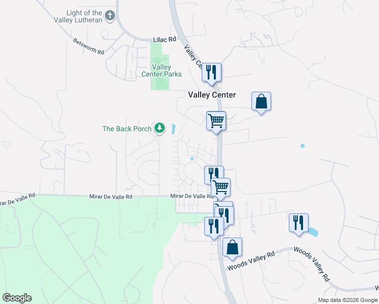 map of restaurants, bars, coffee shops, grocery stores, and more near 27746 Old Dairy Way in Valley Center