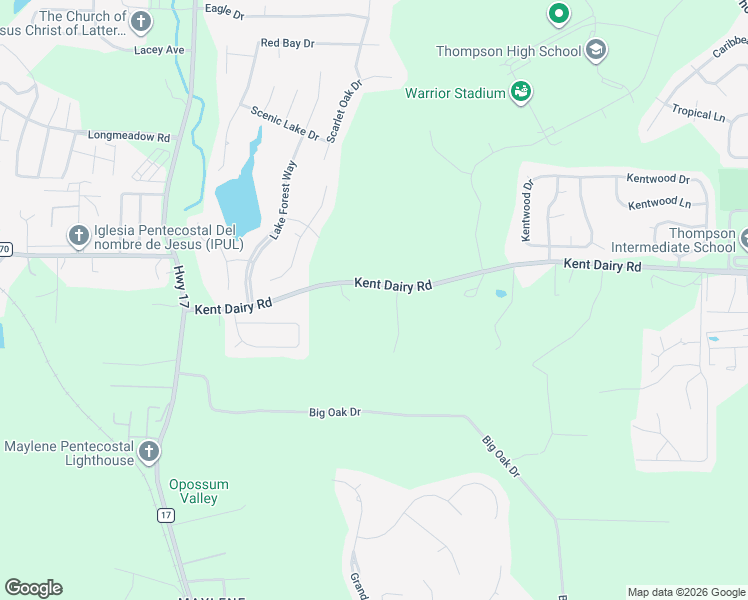 map of restaurants, bars, coffee shops, grocery stores, and more near 450 Kent Dairy Road in Shelby County
