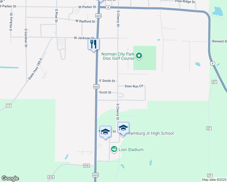 map of restaurants, bars, coffee shops, grocery stores, and more near 311 Scott Street in Hamburg