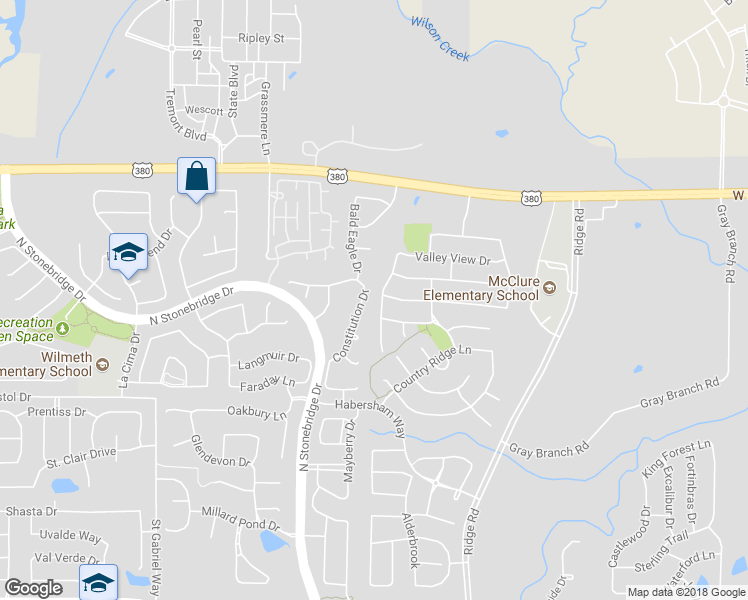 map of restaurants, bars, coffee shops, grocery stores, and more near 1317 Shenandoah Drive in McKinney