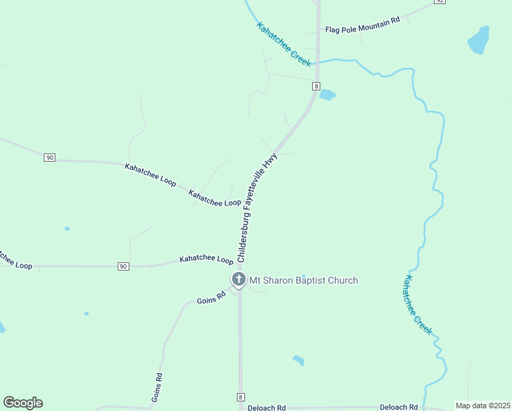 map of restaurants, bars, coffee shops, grocery stores, and more near 5855 Childersburg Fayetteville Highway in Childersburg