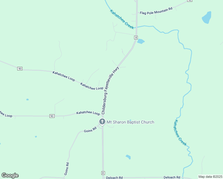 map of restaurants, bars, coffee shops, grocery stores, and more near 5855 Childersburg Fayetteville Highway in Childersburg