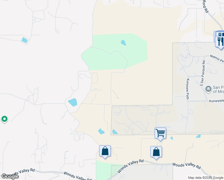 map of restaurants, bars, coffee shops, grocery stores, and more near 15642 Mathew Road in Valley Center