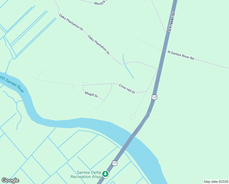 map of restaurants, bars, coffee shops, grocery stores, and more near 55 Santee Landing Road in Georgetown
