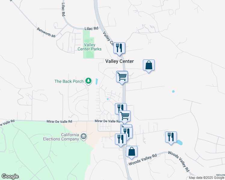 map of restaurants, bars, coffee shops, grocery stores, and more near 28079 Harvest Court in Valley Center