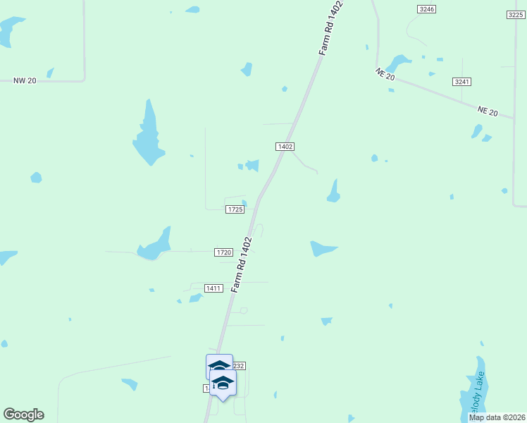 map of restaurants, bars, coffee shops, grocery stores, and more near 4230 Farm to Market Road 1402 in Mount Pleasant
