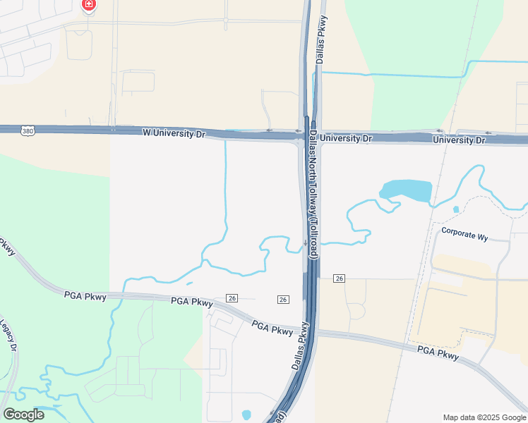 map of restaurants, bars, coffee shops, grocery stores, and more near Dallas North Tollway in Prosper