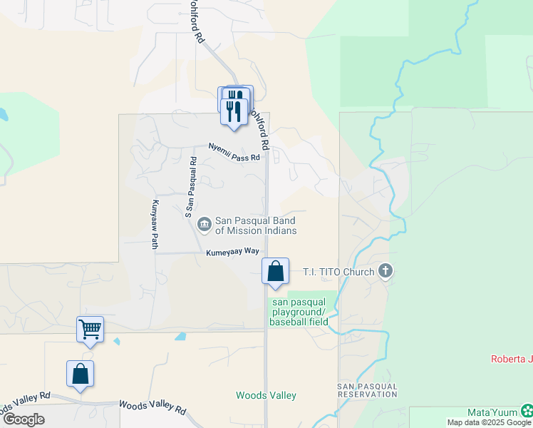 map of restaurants, bars, coffee shops, grocery stores, and more near 27536 North Lake Wohlford Road in Valley Center