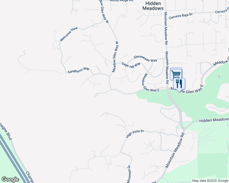 map of restaurants, bars, coffee shops, grocery stores, and more near 28279 Meadow Glen Way West in Escondido
