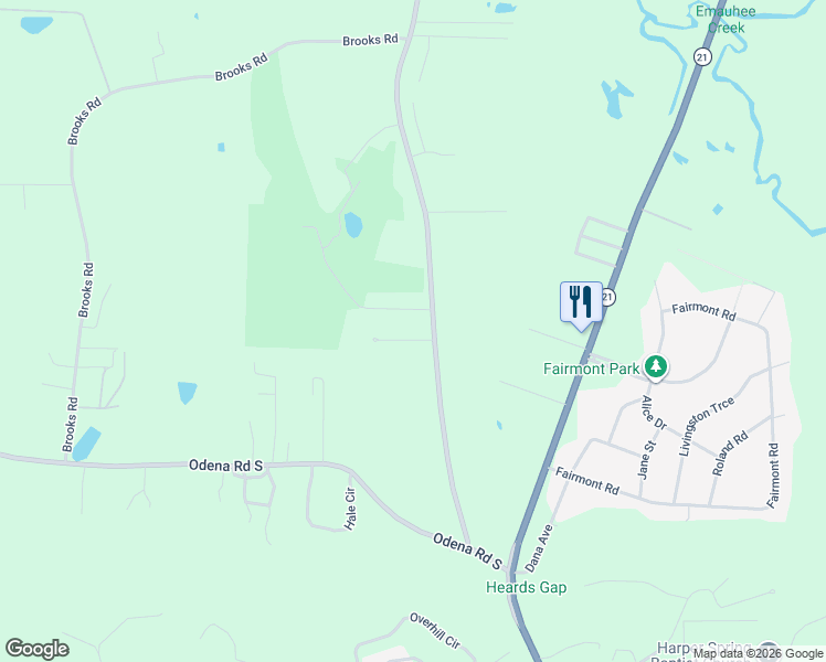 map of restaurants, bars, coffee shops, grocery stores, and more near 45 Stone Ridge Drive in Sylacauga