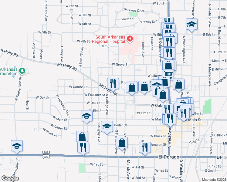 map of restaurants, bars, coffee shops, grocery stores, and more near 808 Mount Holly Road in El Dorado