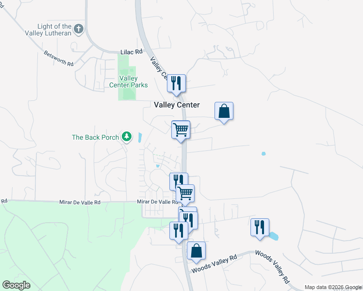 map of restaurants, bars, coffee shops, grocery stores, and more near 27818 Valley Center Road in Valley Center