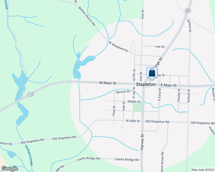 map of restaurants, bars, coffee shops, grocery stores, and more near 434 West Main Street in Stapleton