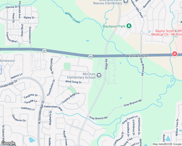 map of restaurants, bars, coffee shops, grocery stores, and more near 6300 Valley View Drive in McKinney
