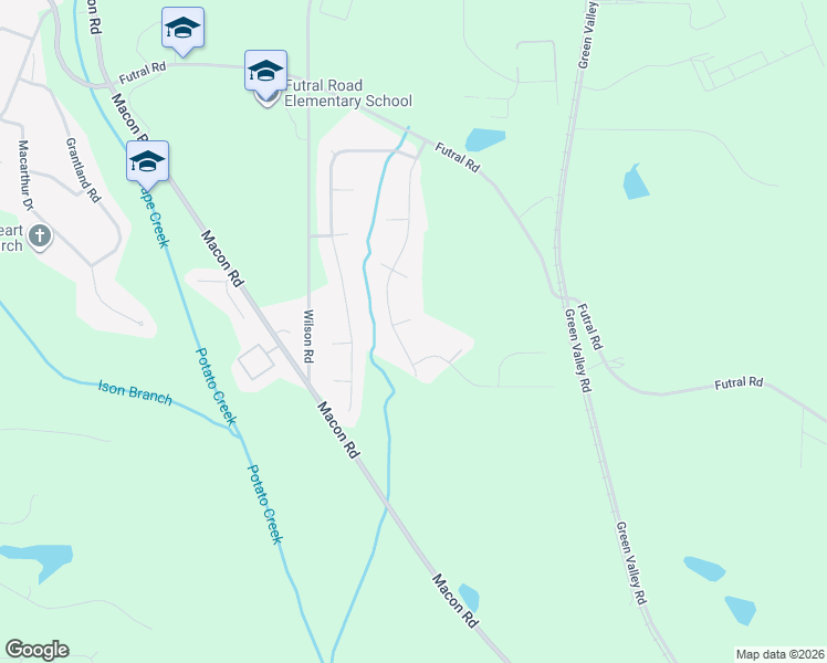 map of restaurants, bars, coffee shops, grocery stores, and more near 402 Woodcreek in Griffin