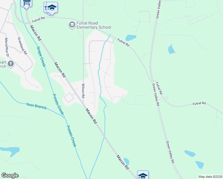 map of restaurants, bars, coffee shops, grocery stores, and more near 402 Woodcreek in Griffin