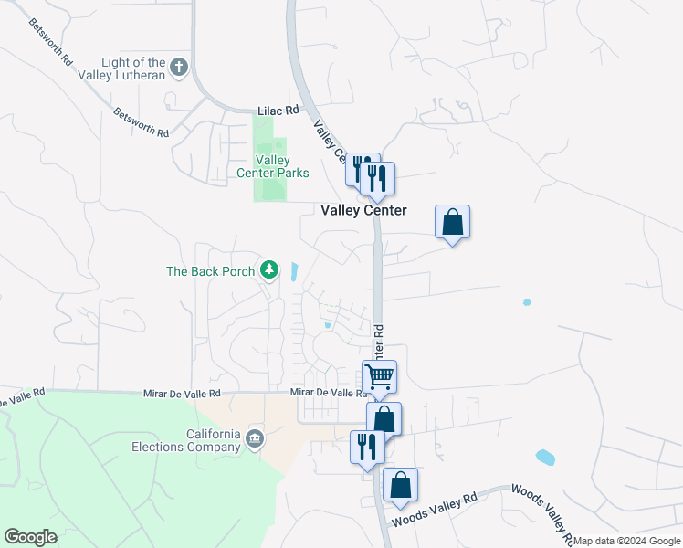 map of restaurants, bars, coffee shops, grocery stores, and more near 27918 Valley Center Rd in Valley Center