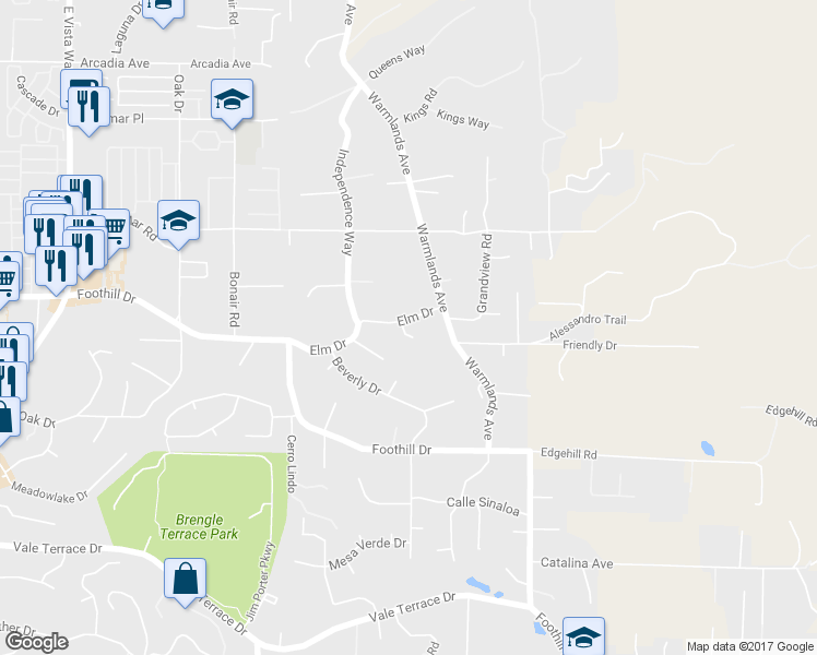 map of restaurants, bars, coffee shops, grocery stores, and more near 1237 Dolphin Circle in Vista