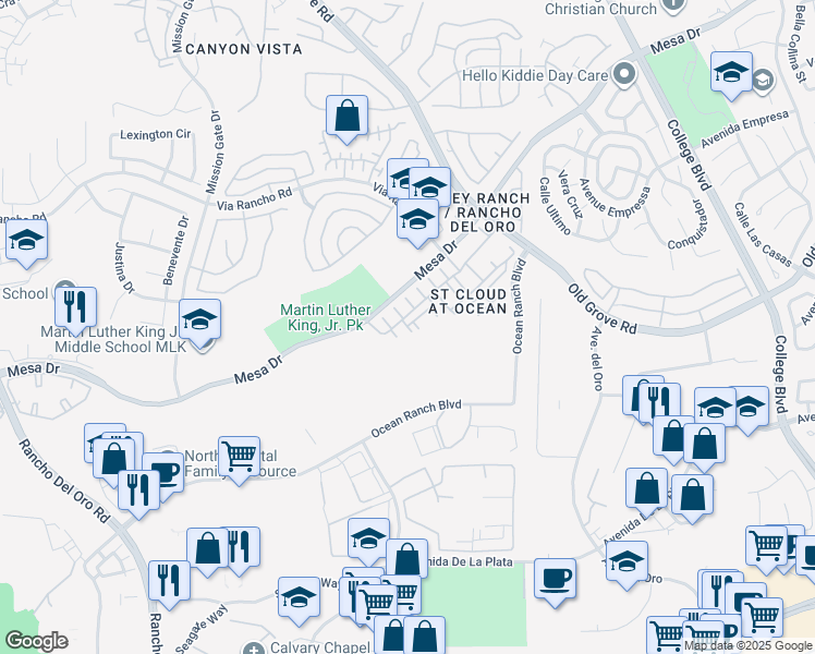 map of restaurants, bars, coffee shops, grocery stores, and more near 4305 Pacifica Way in Oceanside