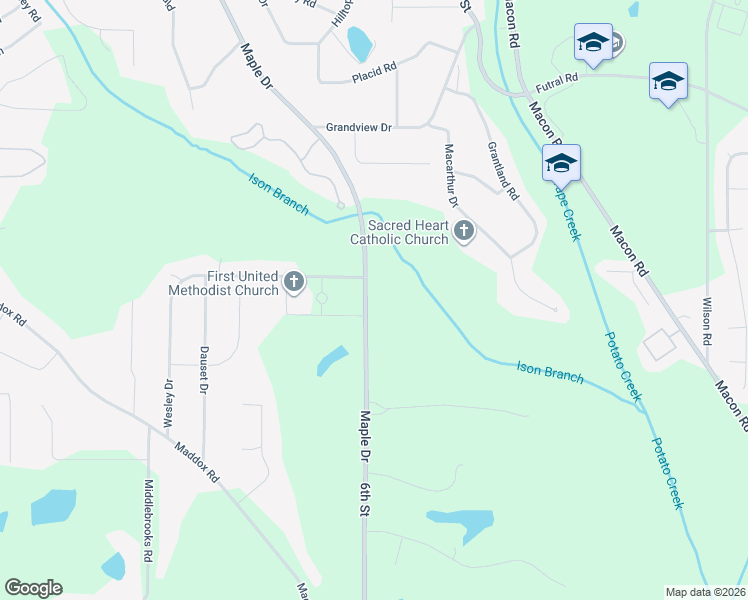 map of restaurants, bars, coffee shops, grocery stores, and more near 1352 Maple Drive in Griffin