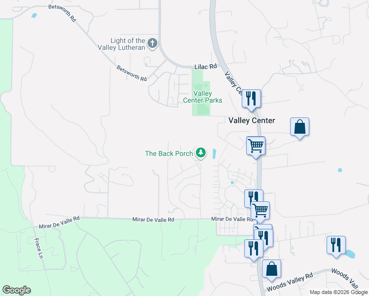 map of restaurants, bars, coffee shops, grocery stores, and more near 13410 Pasture Court in Valley Center