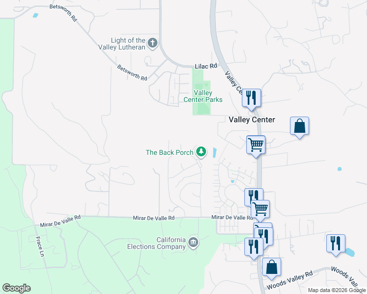map of restaurants, bars, coffee shops, grocery stores, and more near 13410 Pasture Court in Valley Center