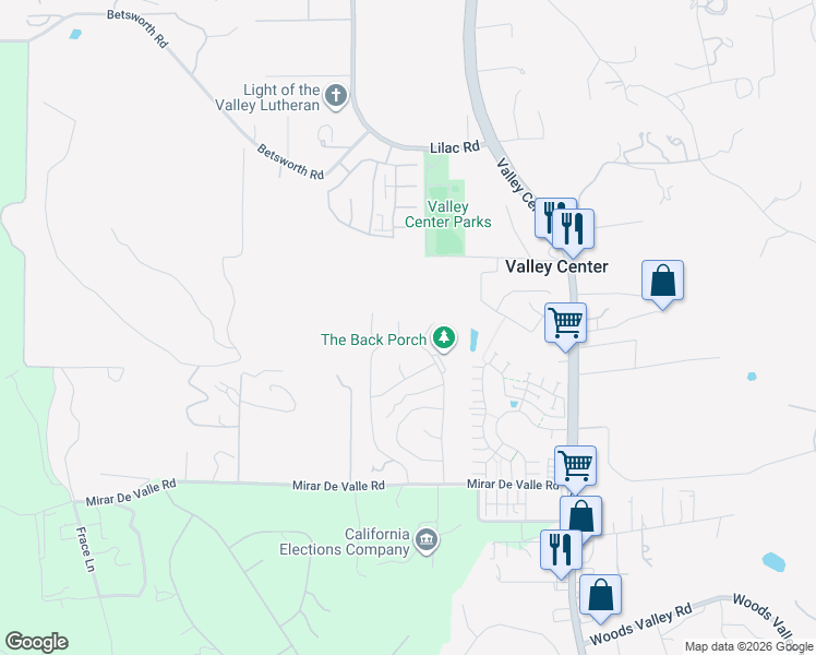 map of restaurants, bars, coffee shops, grocery stores, and more near 13410 Pasture Court in Valley Center
