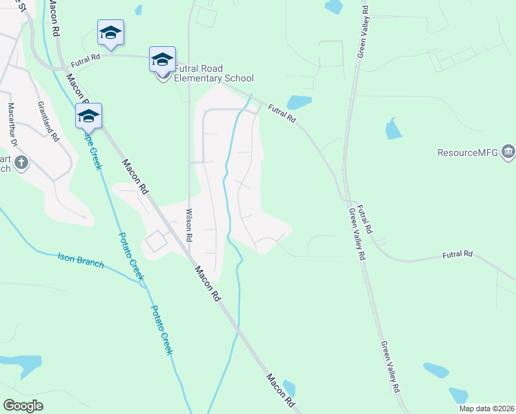 map of restaurants, bars, coffee shops, grocery stores, and more near 406 Woodcreek in Griffin