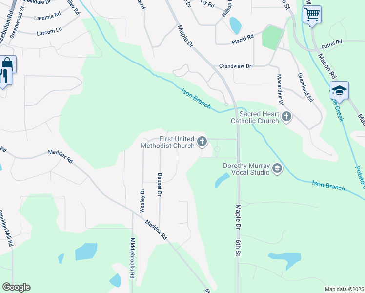 map of restaurants, bars, coffee shops, grocery stores, and more near 1408 Rainbow Circle in Griffin