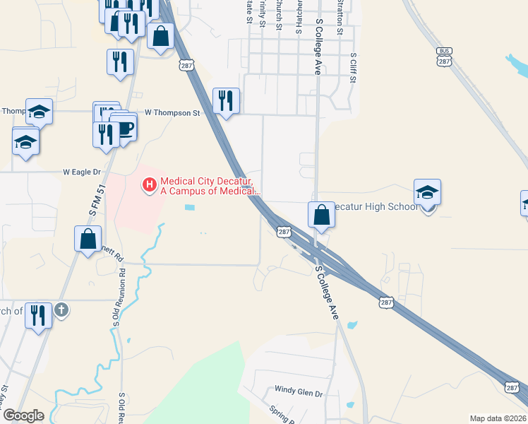 map of restaurants, bars, coffee shops, grocery stores, and more near 107 Bennett Street in Decatur