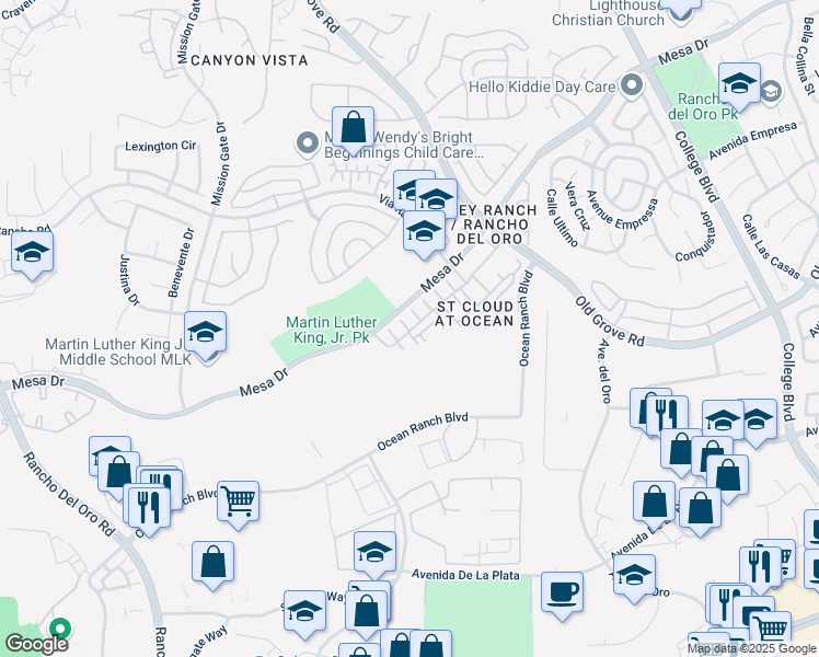map of restaurants, bars, coffee shops, grocery stores, and more near 4312 Pacifica Way in Oceanside
