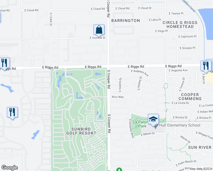 map of restaurants, bars, coffee shops, grocery stores, and more near 6177 South Oakmont Drive in Chandler