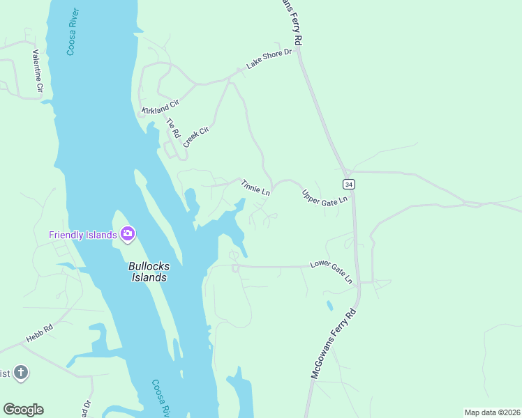 map of restaurants, bars, coffee shops, grocery stores, and more near 75 Paul Lane in Childersburg