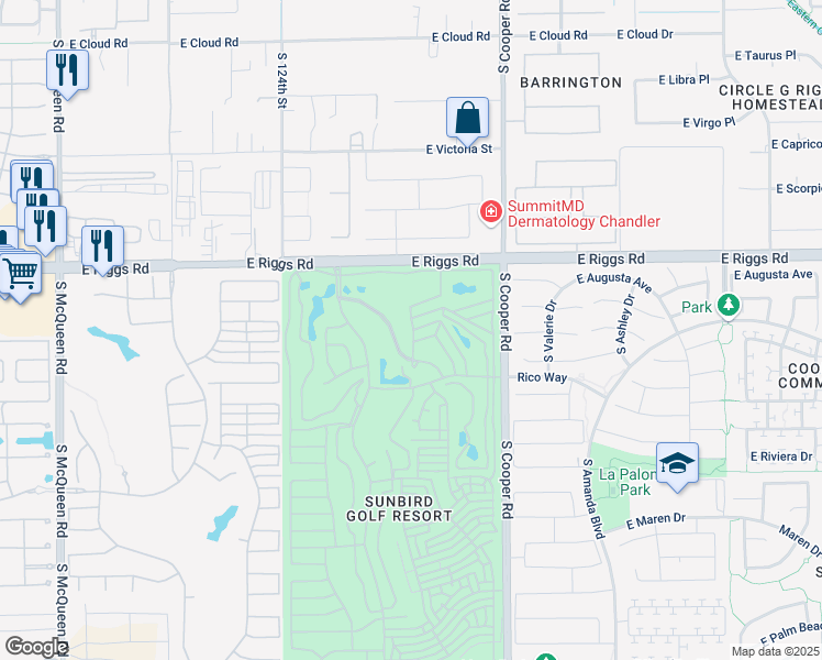map of restaurants, bars, coffee shops, grocery stores, and more near 6274 South Cypress Point Drive in Chandler