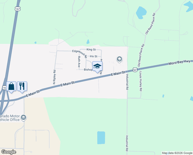 map of restaurants, bars, coffee shops, grocery stores, and more near 3696 East Main Street in El Dorado